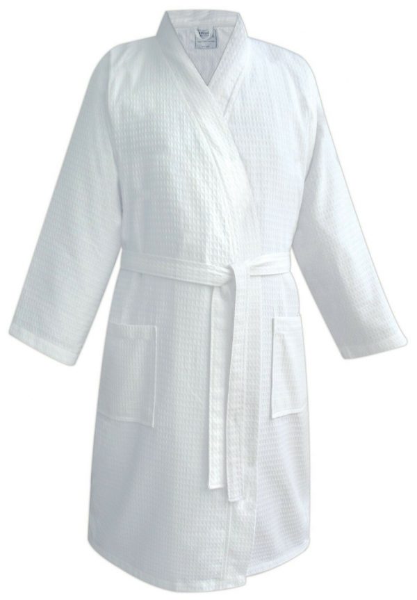 Unisex Hotel Spa Waffle 100% Cotton Dressing Gown Bathrobe - quick-cleaning-supplies