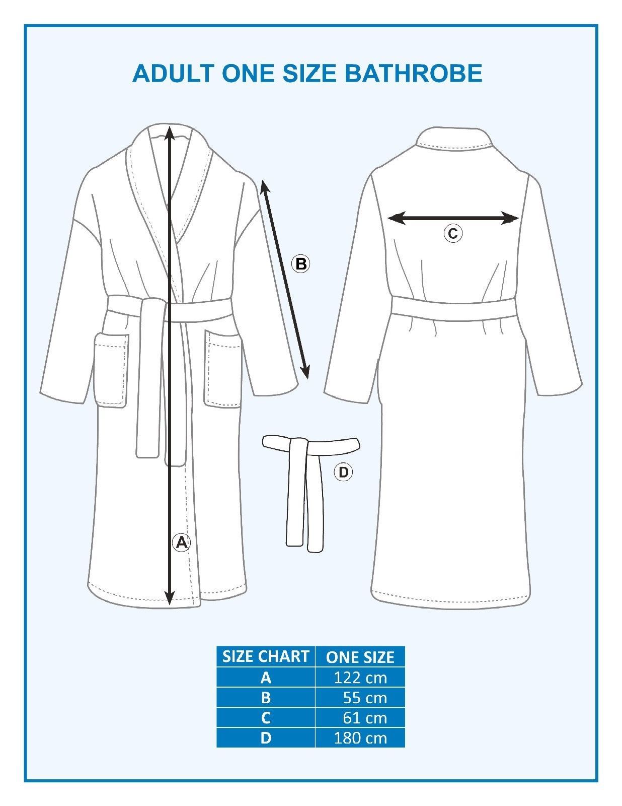 Unisex Luxury 100 Cotton Terry Towelling Bath Robe Dressing Gown Towel Bathrobe