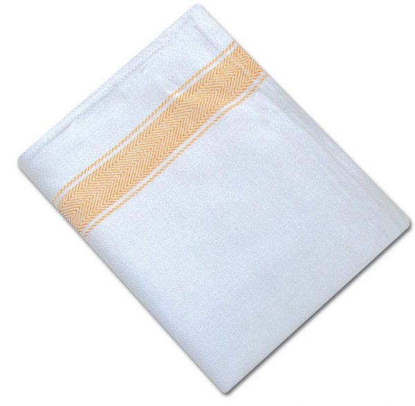 Herringbone Weave Tea Towels - White with Green Stripe - Pack of 10 - quick-cleaning-supplies