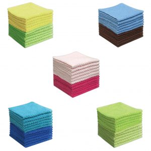 100% Cotton Honeycomb Face Cloths - Assorted Colour - Pack of 12 - quick-cleaning-supplies