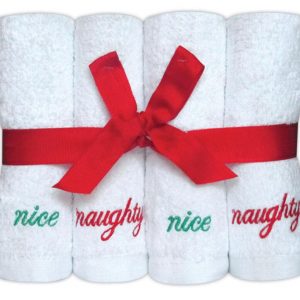 100% Cotton Face Cloth Gift Set 'Naughty / Nice' - Set of 8 - quick-cleaning-supplies