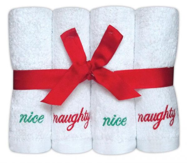 100% Cotton Face Cloth Gift Set 'Naughty / Nice' - Set of 8 - quick-cleaning-supplies
