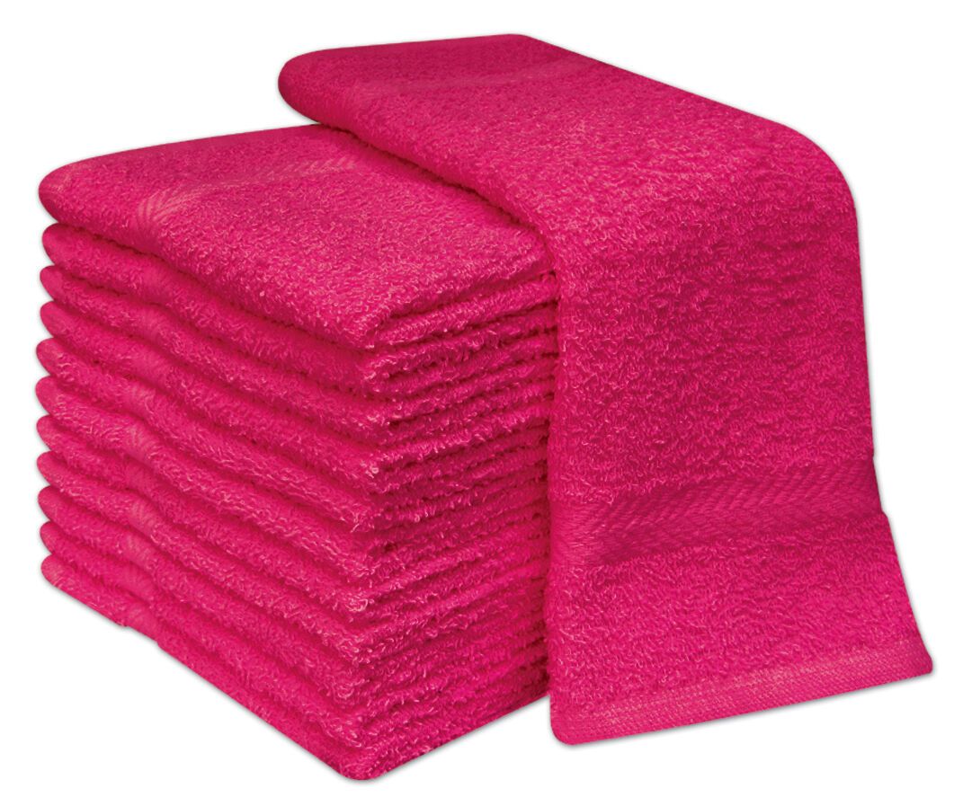100 Cotton Face Cloths Hot Pink