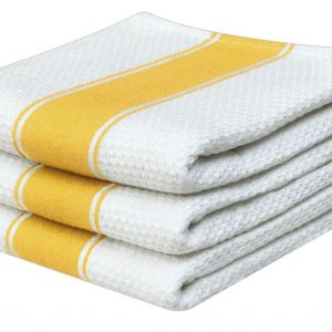 100% Cotton Striped Waffle Tea Towels - Pack of 3 - quick-cleaning-supplies